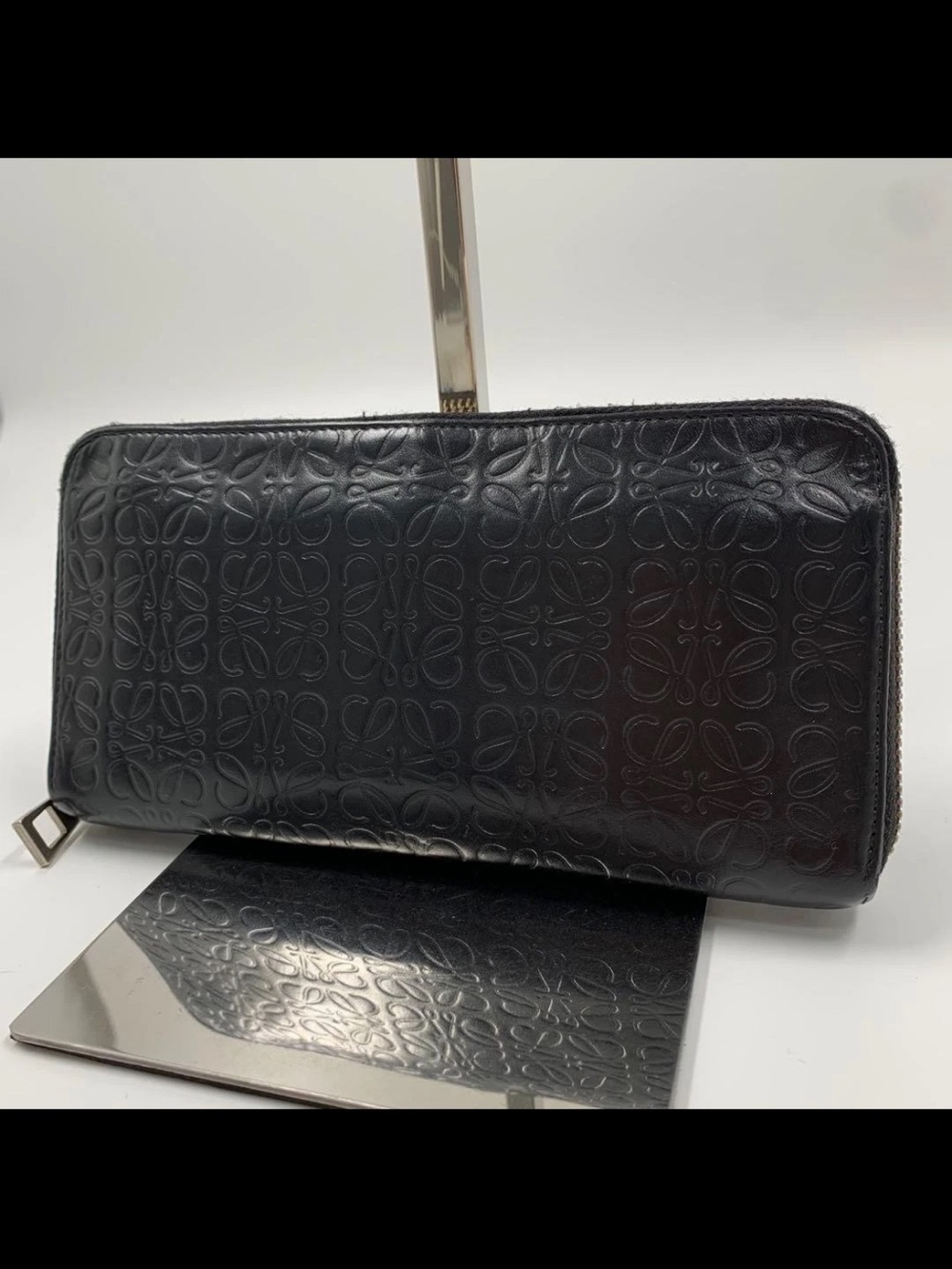 Loewe Black Embossed Leather Zip-Around Wallet